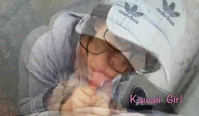 Kawaii_Girl weaaring an Adidas hat on as she gargles on a fat pecker