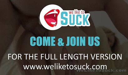 Tattooed blonde with small tits Karina Grand blowing a cock