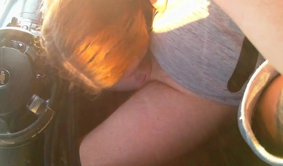 Kinky babe deepthroats and blows a stranger's dick in the car