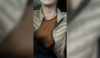 French teen blows & fucks in the car at the parking lot