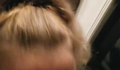 Amateur blonde teen deepthroating a stranger's cock outside