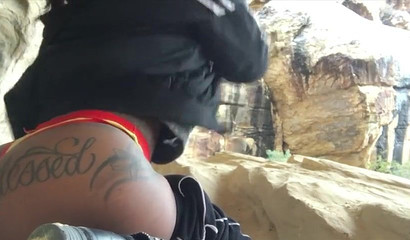 Ebony diva Sarah Banks sucking a pecker in public