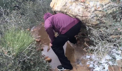 Ebony diva Sarah Banks sucking a pecker in public