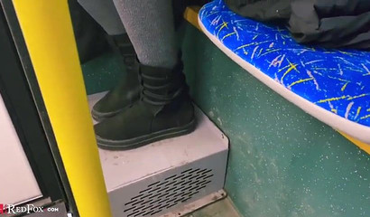 Shameless teen Red Fox getting an oral creampie in public