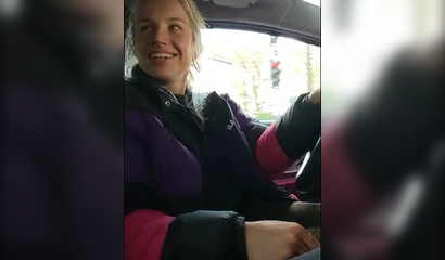 Blonde Gives Road Trip Handjob