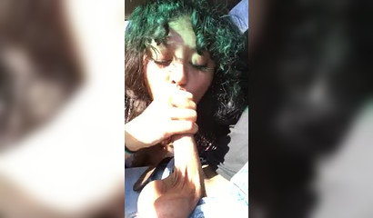 My stepmom is so horny that she blows me every morning in the car