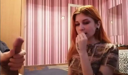 18-year-old Redhead Takes it in Her Mouth