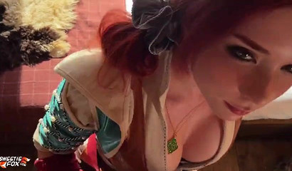 Redhead chick sucking and fucking her handsome guy in sexy POV