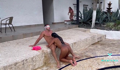 Curvy Latinas Mariana Martix & Sara Blonde having an outdoor 3some