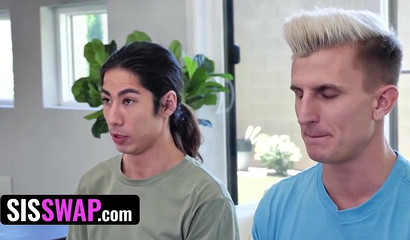 Brunette hotties swap and fuck their boyfriends in a foursome