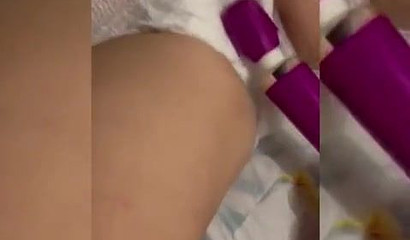 Babe in diapers getting toyed in POV