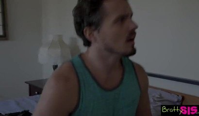 Brunette stepsisters share a teen dick in a threesome