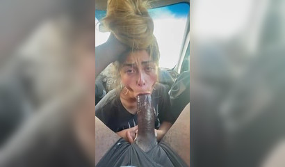 Slutty PAWG gets face fucked by a BBC in the car