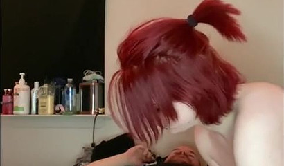 Redheaded doll knows how to make a hard dick cum