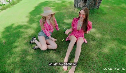 POV mouth and pussy fuck with a hottie in the backyard