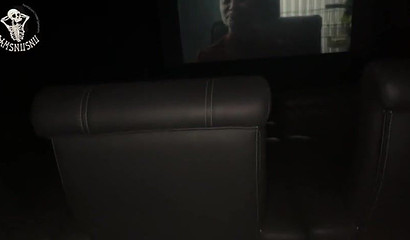 Brunette beauty blows me at the movies