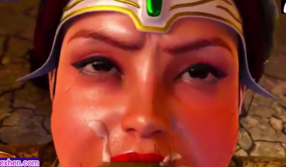 Warrior Swallows Monster's Cum