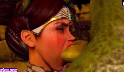 Warrior Swallows Monster's Cum