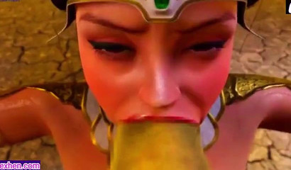 Warrior Swallows Monster's Cum