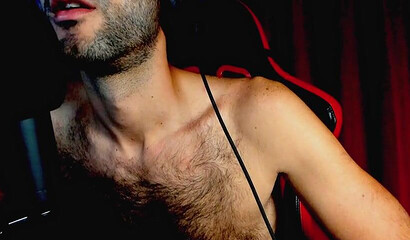 Extra hairy guy enjoys kinky moments in his dark living room