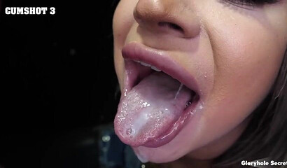 Hot girls are sucking dicks and swallowing cum in gloryhole compilation