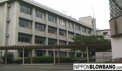 Hot Japanese teacher sucking student's cock in the classroom