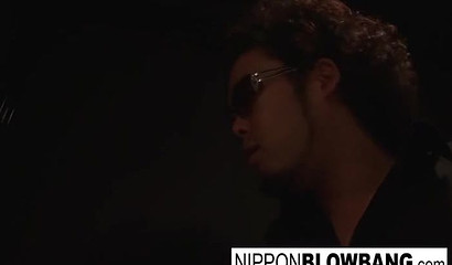 Slutty Asian brunette gets tied and face fucked by horny buddies