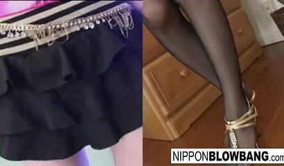 Hairy Japanese whore gets her face covered with cum after a gangbang