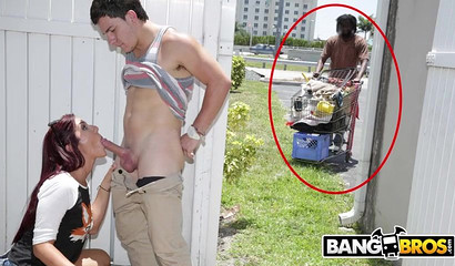 Hot ass chick Sophia Steele sucking big dick in public