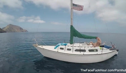 Blonde gold digger with nice body Marsha May gives blowjob on a yacht