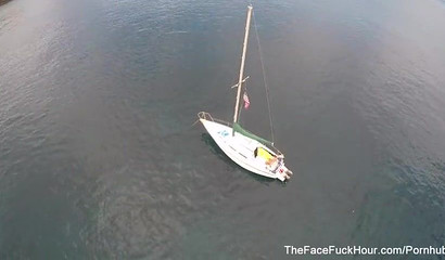 Blonde gold digger with nice body Marsha May gives blowjob on a yacht