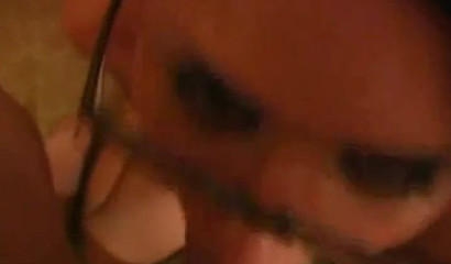 Latina Eva Angelina puts glasses on and sucks me off