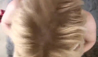 Blonde babe with amazing big natural boobs suck cock and licks balls