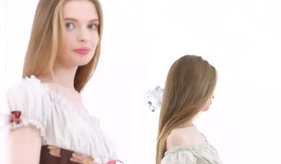 Horny teen Adel Bye takes stiff boner from behind after blowjob