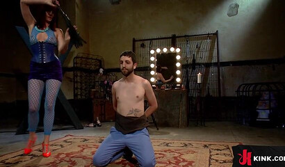 Maitresse Madeline uses her male slave for sensational blowjob