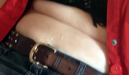 Sucking a cock dry makes this arousing brunette in red shirt very happy