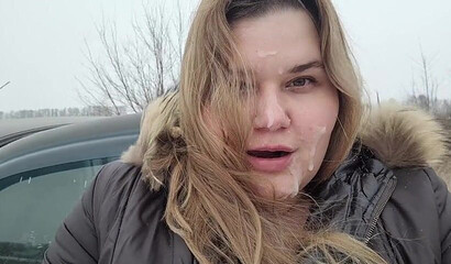 POV Facial on Cute MILF in Public
