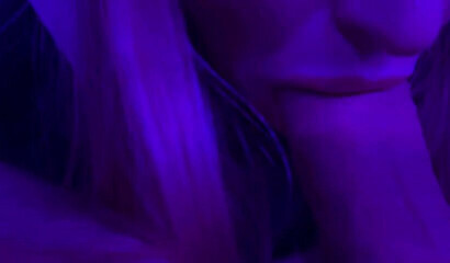 My blonde neighbor begged to suck my big cock deep in a close-up