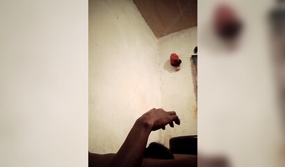 Lustful dude is jerking off his hot big black cock because he wants to cum