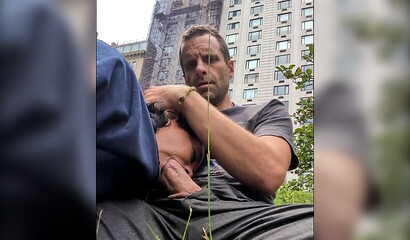 Public deepthroat and gagging with slutty brunette in Central Park NYC