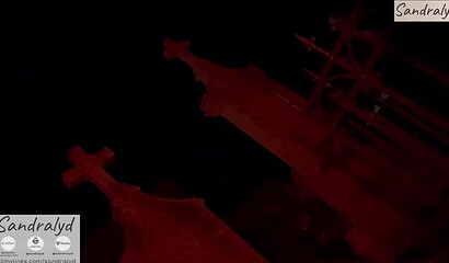 Kreepy brunette chick loves giving hot blowjobs at the cemetary