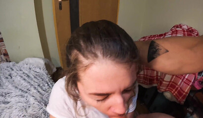 Young Teen Gets A Rough Slobbery Deepthroat And Facial