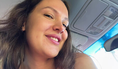 ImMayBee's car ride ends with a huge cumshot facial