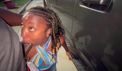 Young Wife Sucks Big Dick in a Truck Stop Parking Lot