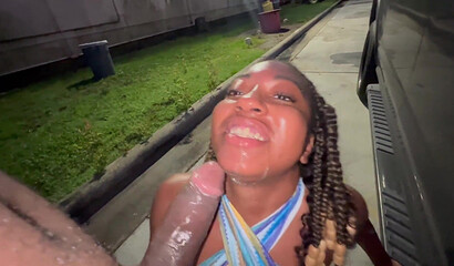Young Wife Sucks Big Dick in a Truck Stop Parking Lot