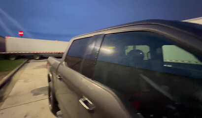 Young Wife Sucks Big Dick in a Truck Stop Parking Lot