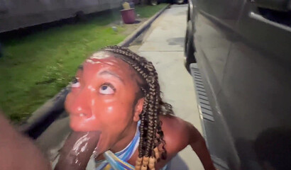 Young Wife Sucks Big Dick in a Truck Stop Parking Lot