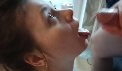 Amateur MILF Deepthroats and Swallows Every Drop