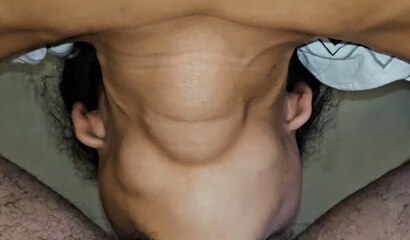 Young Latina's Incredible Deepthroat Cumshot