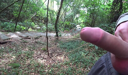 Caught Jerking Off in the Park and Got Helped to Cum